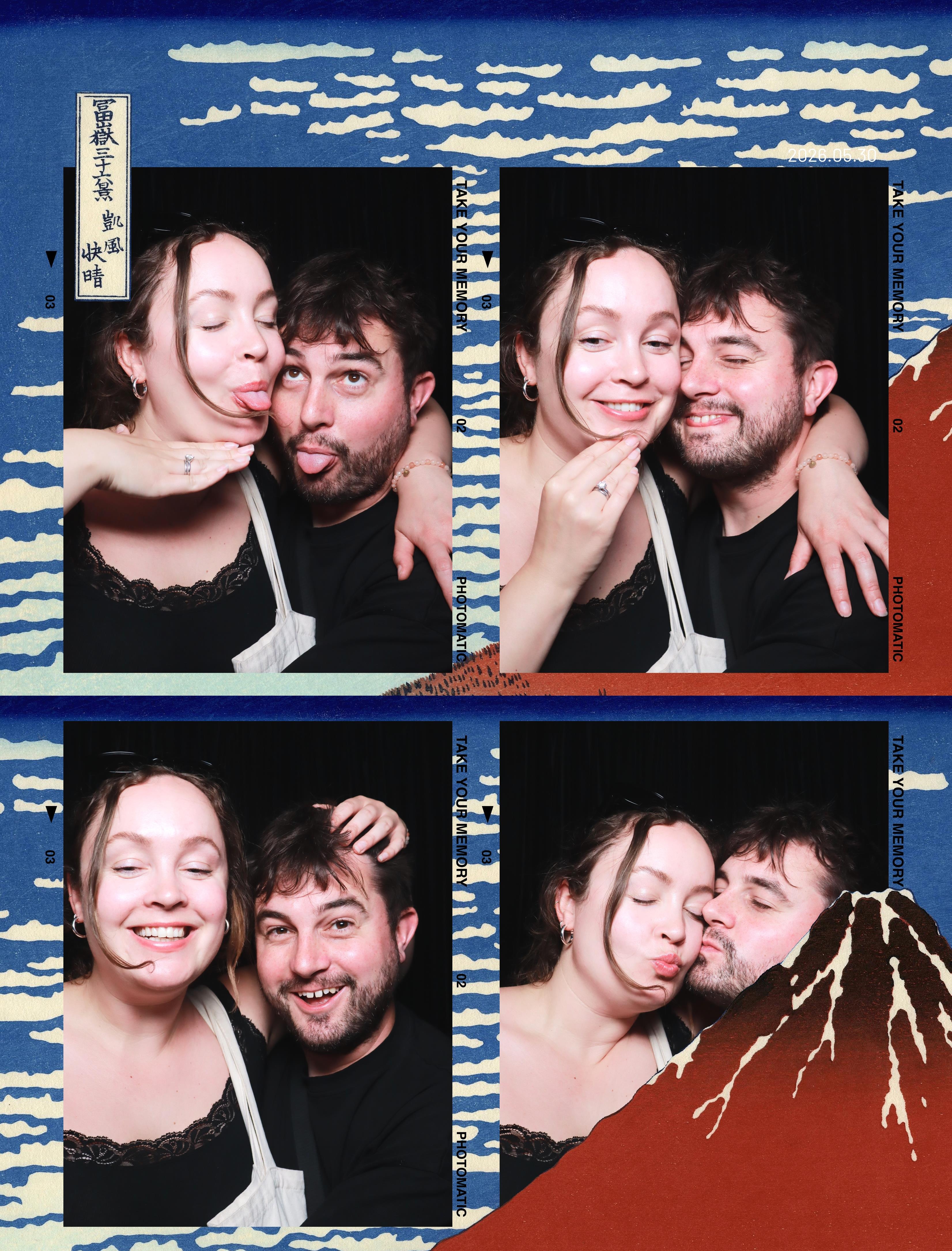 Four photobooth photographs of Rosie and Tom in Tokyo, Japan